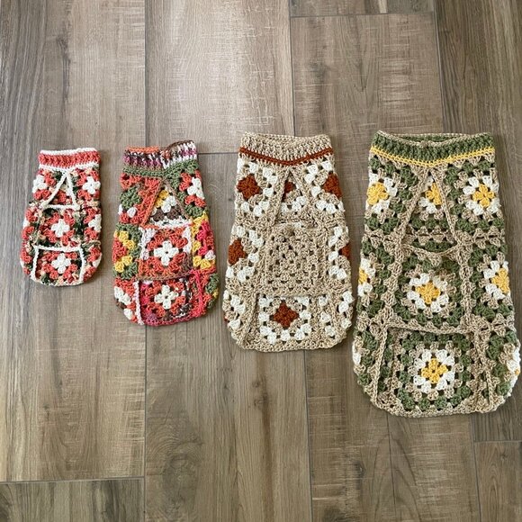 Dog Sweater XS Green Brown Crochet Handmade Granny Chihuahua, Yorkie, Teacup - Picture 10 of 10